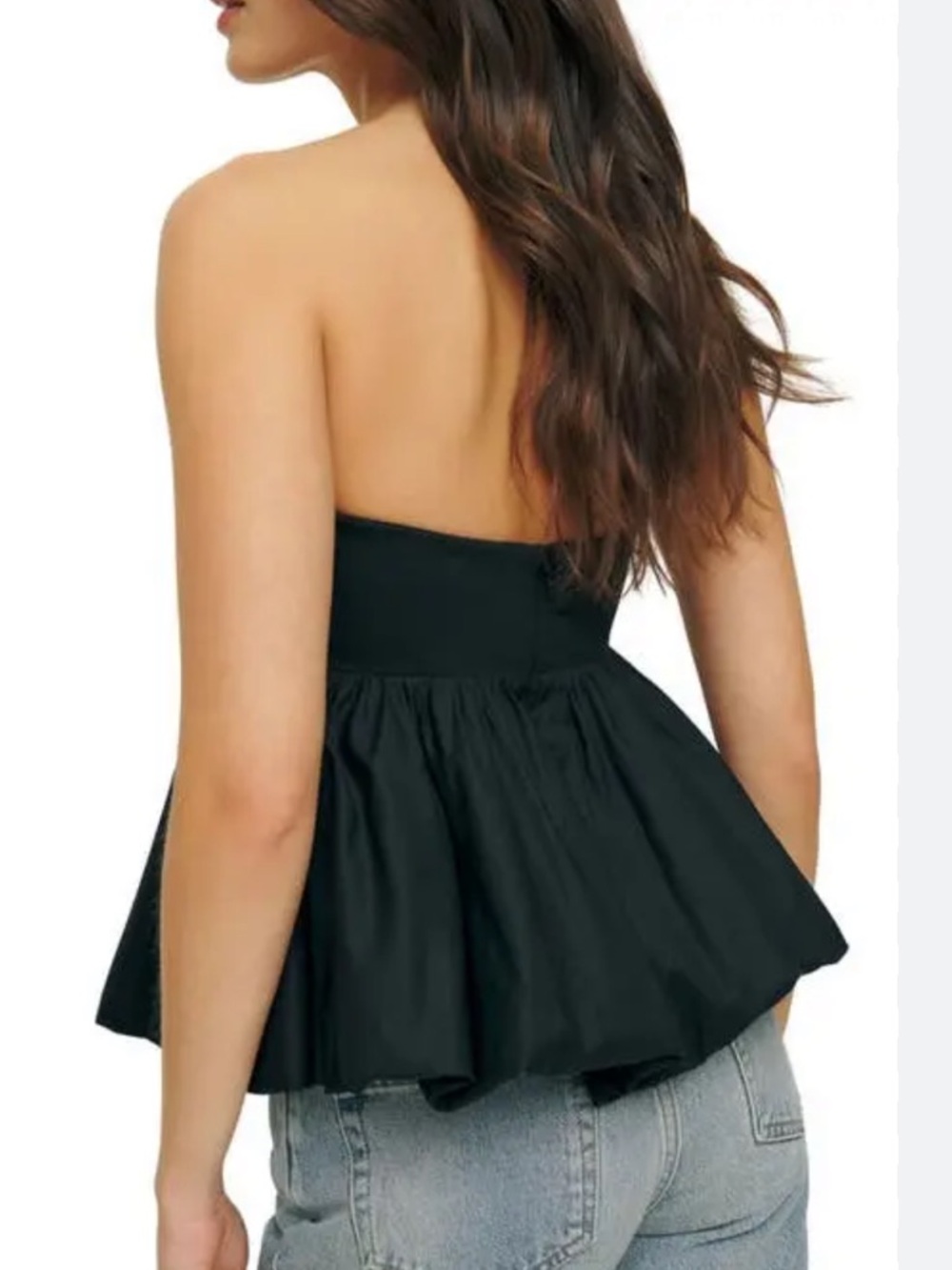 Reformation Black Strapless Peplum Top - Picture 2 of 5